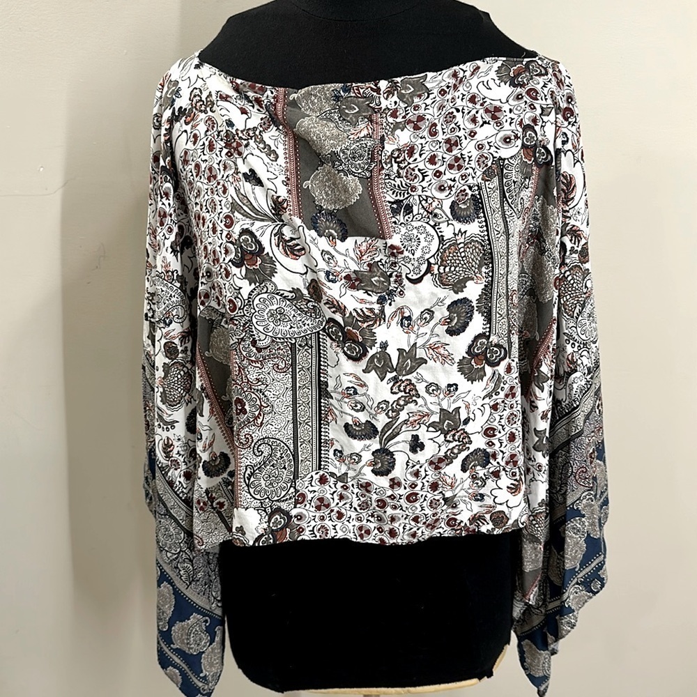 Boho over the shoulder shirt  NWOT ONE SIZE FITS MOST